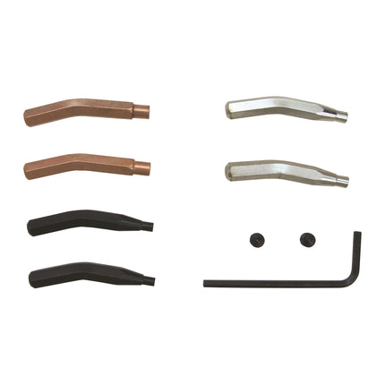 set of circlip plier bits of varying shapes