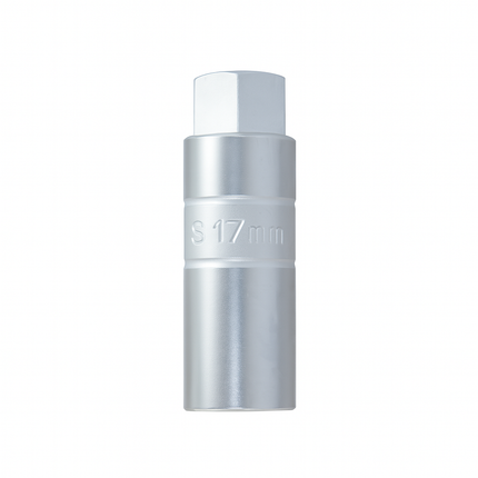 Silver cylindrical object with 'S 17 mm' marking on a white background