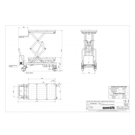 GO1000BR-E - Mobile Lifting Table - 1000 Kg Electro Hydraulic